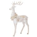 Floristik24 Dekofigur Hirsch aus Kunstharz mit Zapfenschmuck 49 cm Weiss-Grau
