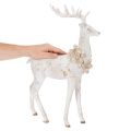 Dekofigur Hirsch aus Kunstharz mit Zapfenschmuck 49 cm Weiss-Grau | Floristik24.ch