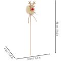 Dekostecker Rentierfigur aus Holz, Stoff und Pompom, 24 cm, 12 Stück, Braun/Beige/Weiss | Floristik24.ch