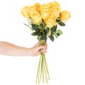 Künstliche gelbe Rosen 62 cm Kunstblumen mit langem Stiel 12er-Set | Floristik24.ch