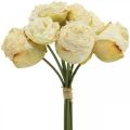 Floristik24 Künstliche Rosen, Seidenblumen, Rosenbund Cremeweiss L23cm 8St