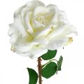 Floristik24 Weiße Rose, Kunst-Rose am Stiel, Seidenblume, künstliche Rose L72cm Ø13cm
