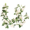 Floristik24 Künstliche Rosengirlande 170 cm mit weissen Blüten und grünen Blättern