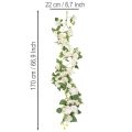 Künstliche Rosengirlande 170 cm mit weissen Blüten und grünen Blättern | Floristik24.ch