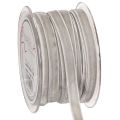 Floristik24 Samtband Grau 10mm x 20m für Dekorationen