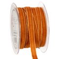 Floristik24 Dekoband Samt Orangebraun Terra 10mm x 20m