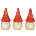 Mini-Wichtelfiguren aus Holz, 10 cm, Rot-Weiss, 6er-Set, Tisch- und Wohnraumdekoration | Floristik24.ch