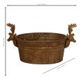 Dekoschale oval Metall Rostoptik mit Rentierkopf 41cm | Floristik24.ch