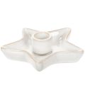 Floristik24 Kerzenhalter Stern aus Keramik Weiss für Stabkerzen 12 cm 2er-Set