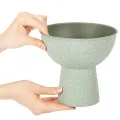 Pflanzschale aus Metall auf hohem Fuss rund Hellgrün 18cm | Floristik24.ch