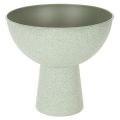 Floristik24 Schale mit Standfuss aus Metall 25 cm in graugrüner Granitoptik für Innenräume