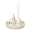Deko-Kerzenhalter Keramik mit Haus- und Baum-Motiv 16 cm Grau-Weiss | Floristik24.ch