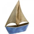 Floristik24 Deko Segelboot Holz Mango, Holzschiff Blau H27,5cm