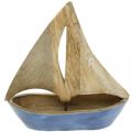 Floristik24 Deko Segelboot Holz Mango, Holzschiff Blau H27,5cm