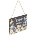Floristik24 Gartenschild aus Schiefer mit Blumenmotiv 15cm für den Innenbereich