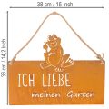 Schild aus Metall mit Spruch "Ich liebe meinen Garten", 38 cm, Edelrost, Froschmotiv | Floristik24.ch