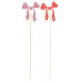 Deko-Schleifen auf Holzstecker 32 cm Rot und Rosa 12-teilig | Floristik24.ch