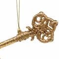 Floristik24 Christbaumschmuck Schlüssel Gold, Glitzer 14,5cm 12St