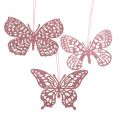 Floristik24 Dekohänger Schmetterling Pink Glitter 8cm 12St
