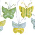 Floristik24 Schmetterling zum Hängen Metall Gelb, Grün, Weiß Sortiert Osterdeko 12St