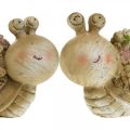 Floristik24 Schnecke mit Blumen Sommerdeko Gartenschnecken Braun/Rosa/Grün 9,5cm 2er-Set