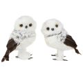 Floristik24 Schneeeulen-Dekofigur im 2er-Set aus Kunststoff und Kunstfell, Weiss und Braun, H13 cm