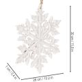 Hängedekoration Schneeflocke gross Holz 30 cm weiss | Floristik24.ch