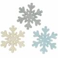 Floristik24 Streudeko Schneeflocke Blau/Grau/Weiß 4cm 72St