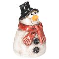 Floristik24 Schneemann-Dekoration aus Keramik, handbemalt, 10 cm, mit rotem Schal
