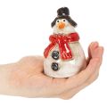 Schneemann-Dekoration aus Keramik, handbemalt, 10 cm, mit rotem Schal | Floristik24.ch
