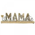 Floristik24 Schriftzug „Mama“ zum Stellen, Deko zum Muttertag, Mangoholz Natur, Silbern L38,5cm H9,5cm