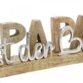 Schriftzug „Papa“ auf Sockel, Vatertag, Mangoholz mit Metall Natur, Silbern L38,5cm H12,5cm