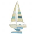 Floristik24 Deko Segelboot aus Holz Blau, Weiß H41,5cm