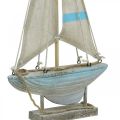 Floristik24 Deko Segelboot Weiß-Blau Holz, Leinen Maritime Deko H34,5cm