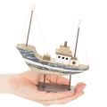 Maritimes Deko-Schiff Holz mit Metallstandfuss 20 cm mehrfarbig | Floristik24.ch