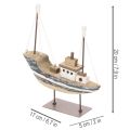Maritimes Deko-Schiff Holz mit Metallstandfuss 20 cm mehrfarbig | Floristik24.ch