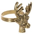 Floristik24 Serviettenring aus Metall, Hirschkopf, Gold-Optik, 6 cm, 4 Stück
