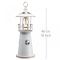 Floristik24 Leuchtturm mit Beleuchtung, Solarlicht Warmweiß, Maritime Gartendeko H47cm Ø18cm