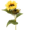 Floristik24 Künstliche Sonnenblumen mit realistischen Blättern und Blüten 58 cm, Set aus 3 Stielen, Gelb-Grün