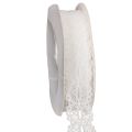 Floristik24 Zierband Baumwolle Spitzenmuster Weiss 10m x 25mm für Zuhause und Dekoration