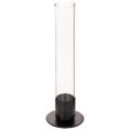 Floristik24 Stabkerzenhalter aus schwarzem Metall und Glaszylinder 31 cm