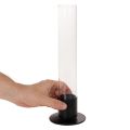 Stabkerzenhalter aus schwarzem Metall und Glaszylinder 31 cm | Floristik24.ch