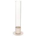 Floristik24 Stabkerzenhalter aus Metall mit Glaszylinder und Sockel 31 cm Taupe