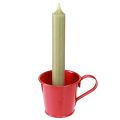 Floristik24 Stabkerzenhalter Metall Kerzenhalter Tasse Rot H6cm 6St