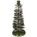 Floristik24 Kerzenständer Tannenbaum Grün Metall 28 cm für Stabkerzen