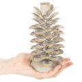 Kerzenhalter Tannenzapfen-Design Keramik Weiss Goldakzenten 17cm | Floristik24.ch