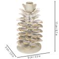 Kerzenhalter Tannenzapfen-Design Keramik Weiss Goldakzenten 17cm | Floristik24.ch