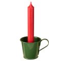 Floristik24 Stabkerzenhalter Tasse Kerzenhalter Dunkelgrün H6cm 6St