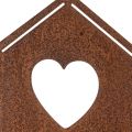 Gartenstecker aus Metall mit Rostoptik 100 cm Vogelhaus Herz Zweig | Floristik24.ch