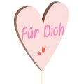 Herzstecker aus Holz mit Schriftzug "Für Dich" 31 cm, 12 Stück, sortierte Farben | Floristik24.ch